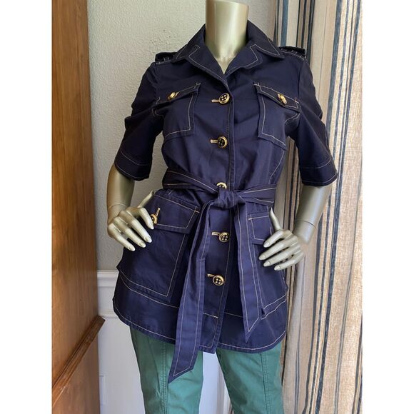 EUC Marc by Marc Jacobs Dark Denim Belted Safari Cargo Jacket 10 - Picture 3 of 8